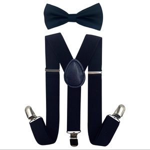 Navy Toddler Bow Tie & Suspenders Set